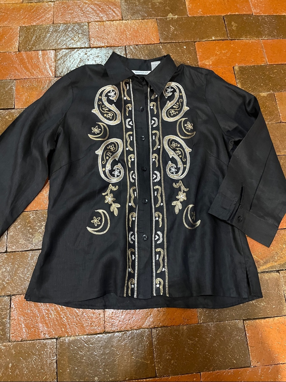 Richard Malcolm LARGE embroidered shirt button up 3341